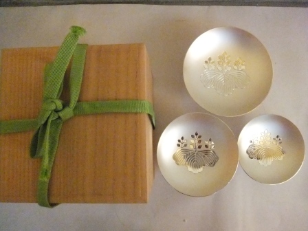 銀杯　内閣総理大臣贈　3個セット　桐共箱入　387ｇ