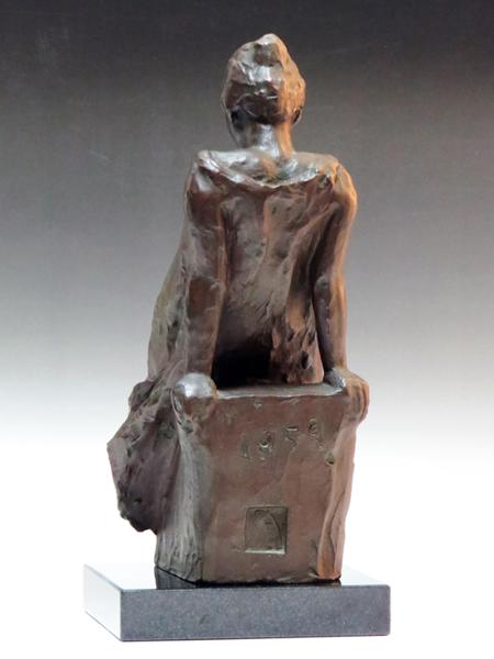 彫刻家 黒田嘉治 作 ブロンズ像 少女 1959年製作 共箱付属 東洋 彫刻美術 絵画館 実力！黒田嘉治 ブロンズ像「少女」1959年作☆10～16万☆
