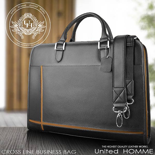 【新品】ビジネスバッグ　メンズ 革　2way 黒X茶 U2079