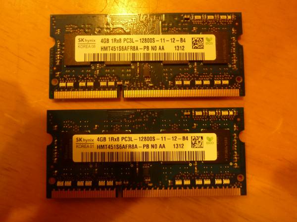 ☆美品☆SKhynix ノート用 DDR3 12800S 4GB×2 合計8GB