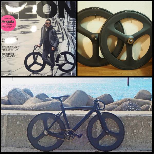 LAスタイル 3バトン カーボンホイールセット ピスト LEON leader