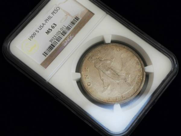 稀少】1909年 米領 フィリピン 1ペソ銀貨【NGC/MS63】 xajgjx 【公式通販】