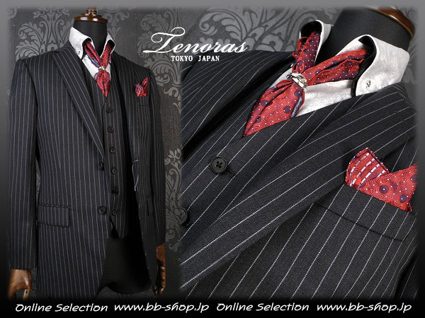 ◆3408◆定7万 メンズティノラス ストライプスリーピーススーツM