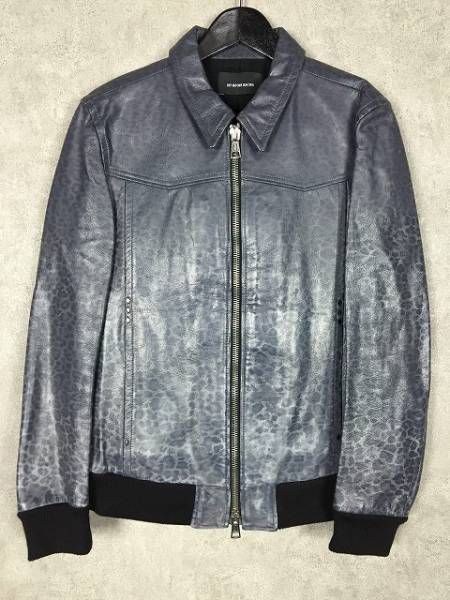13AW ダイエットブッチャー レオパード レザーブルゾン 青 黒