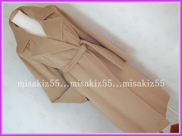 マックスマーラ キャメル100％ベルトロングコート 白タグMaxMara