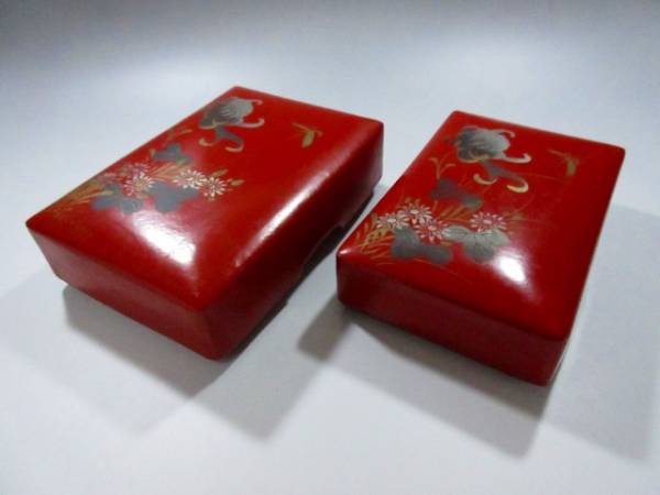 平安象彦 丸小箱 菊寿 共箱 小物入れ 漆器 小箱 沈金菊彫 朱 木製 漆