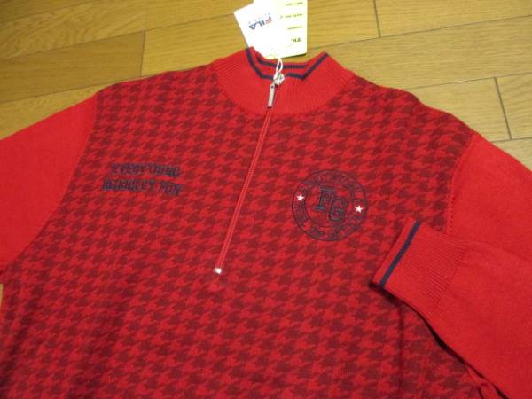 訳有新品★FILAフィラゴルフ 長袖ハーフジップセーター L赤 700