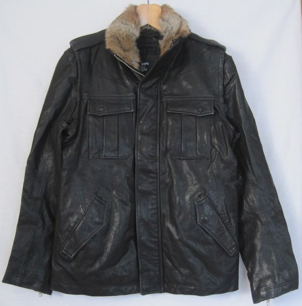 良品即決☆SHIPS レザージャケット M-65 ラビットファー 66000