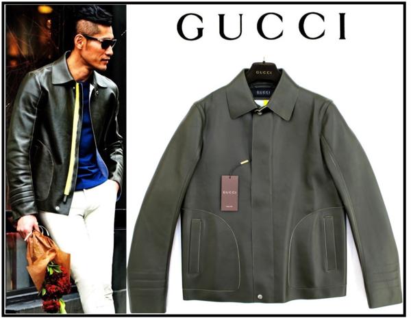 54万 GUCCI グッチ レザー ブルゾン ジャケット ムートン コート