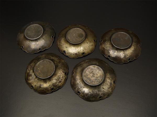 唐物 古錫 茶托 5客 壽銘 在銘 煎茶 茶道具 ◇錫 古錫 茶托 「 静明恵