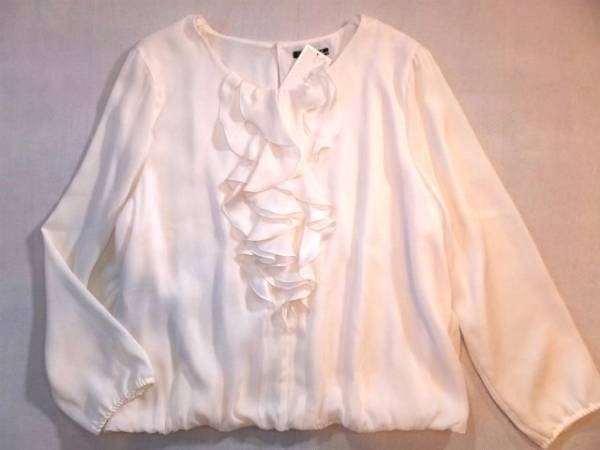 ■23区大きいサイズ46今季最新ラッフルフリルシフォンブラウス■