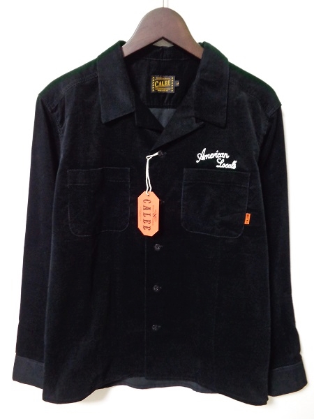 新品CALEEキャリー オープンカラーコーデュロイシャツ ブラックL