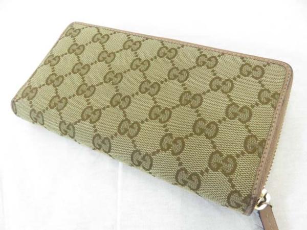人気☆グッチ(GUCCI) GG柄 ラウンドファスナー 長財布 美品