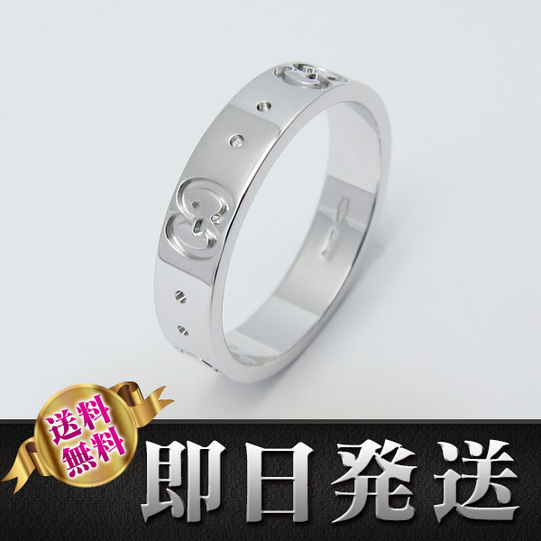 新品磨き済 グッチ アイコンリング 9.5号 3.5g ホワイトゴールド