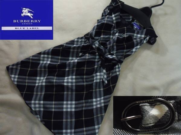 美品 Burberry Blue label ノバチェック ワンピ38 レモン