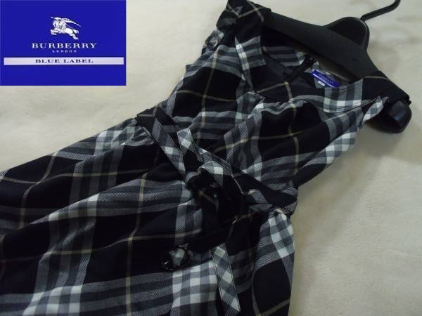 美品 Burberry Blue label ノバチェック ワンピ38 レモン