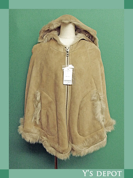 即決 婦人服 レディース ポンチョ ムートン ベージュ 新品同様 