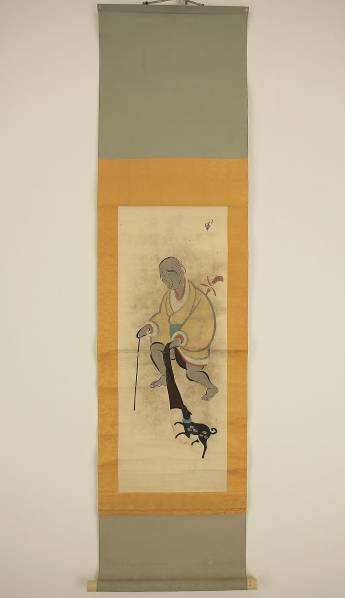 模写大津絵、座頭 かめひょう》 大津絵 座頭 人物図 紙本 肉筆 ＃275 美術品 絵画