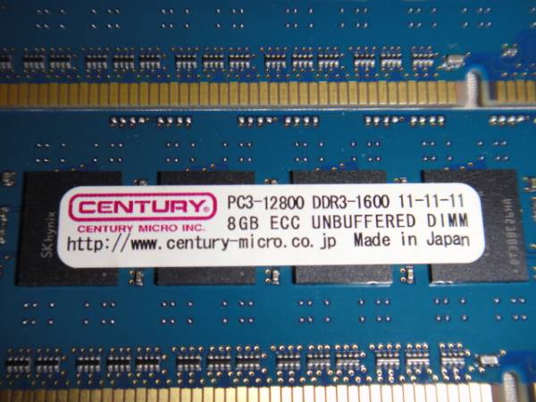 即決！CENTURY PC3-12800 DDR3-1600 8GB Y109-1P　③