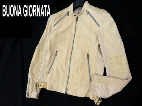 羊革●ボナジョルナータ ヌバックレザー ライダースジャケット