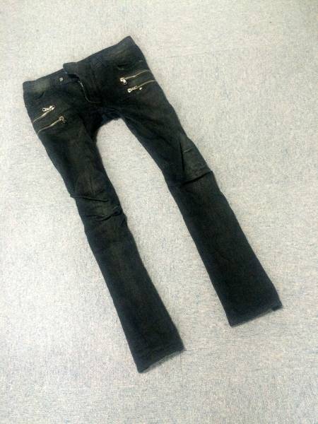 名作BALMAINダブルZIP3Dシルエットデニム バルマン