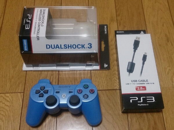 美品 PS3ワイヤレスコントローラ DUALSHOCK3 USBケーブルつき
