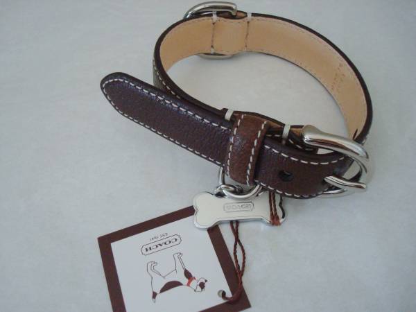 コーチ COACH レザー 革 首輪 小型犬用 ブラウン 茶 XS 首輪 犬
