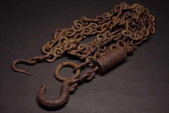 ▲敬逢▲時代上手鉄釜鎖 茶道具 江戸期