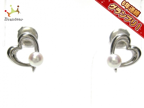 ミキモト ピアス K18WG×パール ハート mikimoto