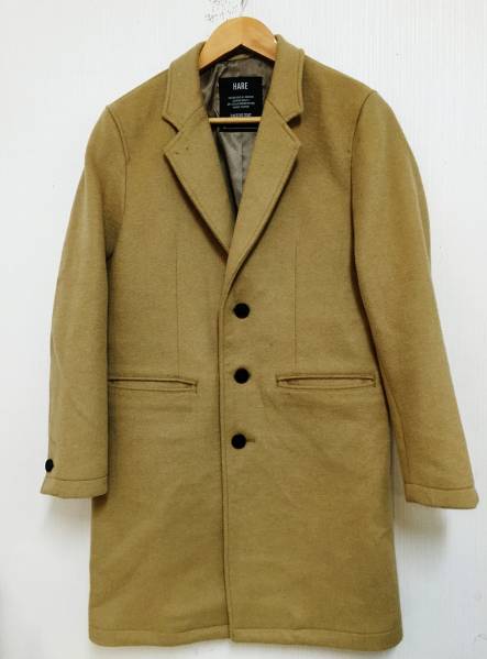 良品 HARE ハレ 15AW 厚手 メルトンチェスターコート キャメル S HARE
