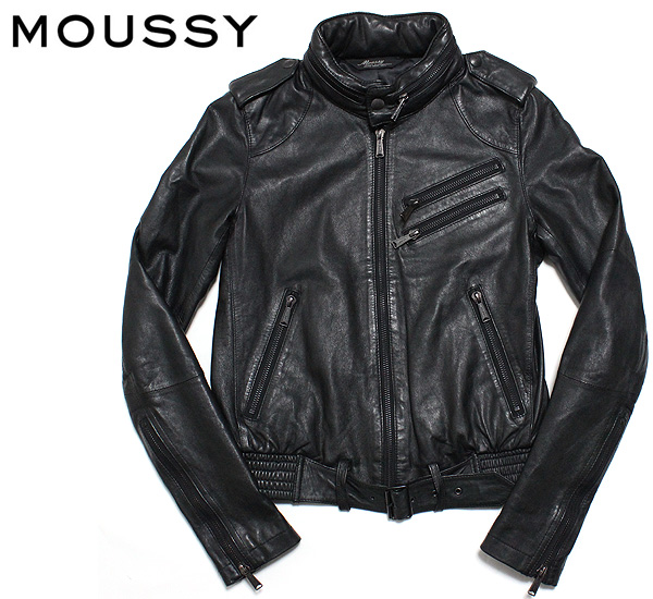 MOUSSY マウジー ラムレザーライダースジャケット1黒■SLYスライ