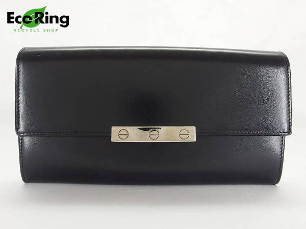 1円 カルティエ ラブ 二つ折り レザー 長財布 ブラック BV912