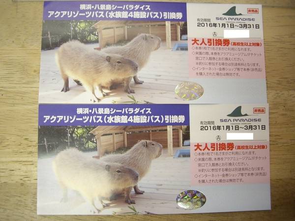 八景島シーパラダイス　アクアリゾーツパス４施設パス大人２枚k