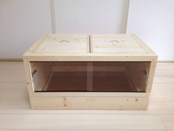 爬虫類・両生類用品 ☆爬虫類木製ケージ 天井金網仕様 900×450×450☆