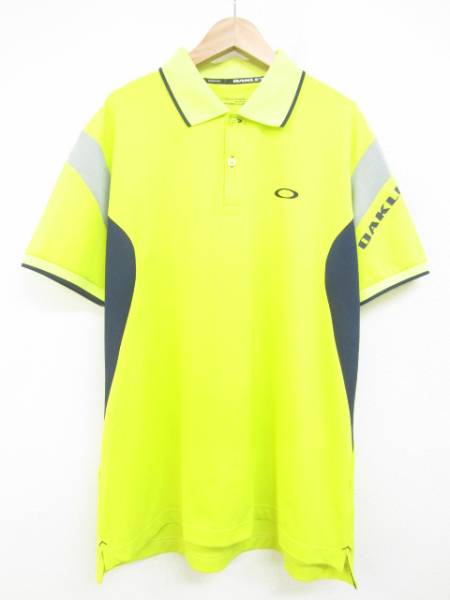 【正規】 オークリー メッシュ　ゴルフ ポロシャツ 黄 Lサイズ