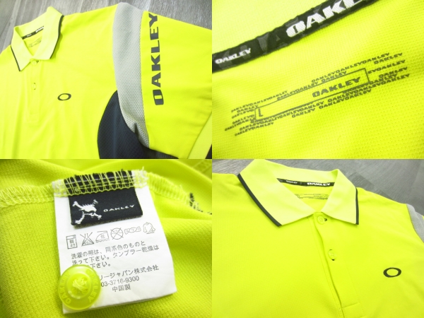 【正規】 オークリー メッシュ　ゴルフ ポロシャツ 黄 Lサイズ