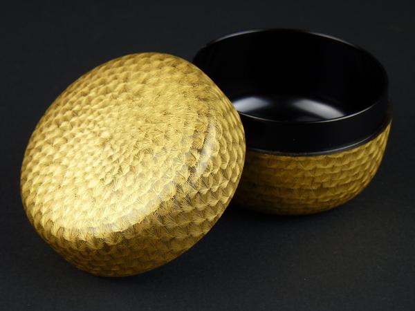 都屋】輪島塗 沈金師 角野岩次 「沈金松平棗」 茶道具 保証品(棗