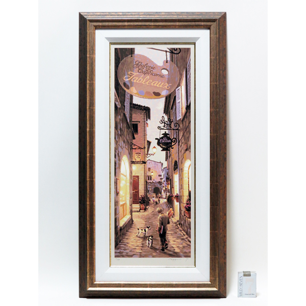 絵画館　笹倉鉄平　シルク「芸術家村～」直筆サイン☆13～18万☆