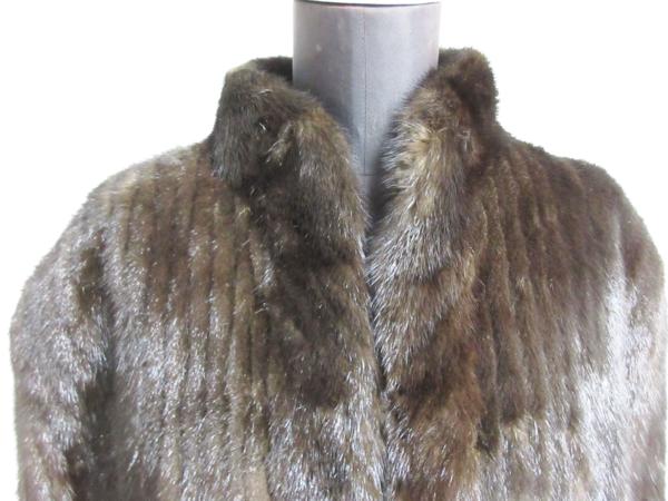 毛皮 ミンク ハーフコート 茶系 ブラウン系 難有中古29福200