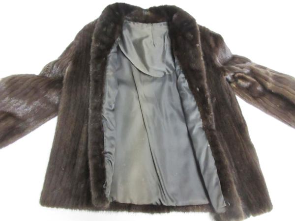 毛皮 ミンク ハーフコート 茶系 ブラウン系 難有中古29福200