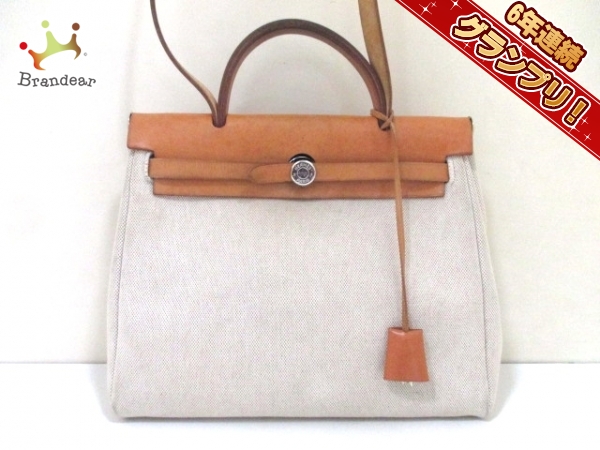 エルメス ハンドバッグ エールバッグPM ベージュ×ブラウン