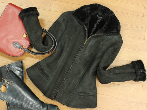 MAXMARA 最高級ラムファー毛皮ムートンジャケットコート 38 黒