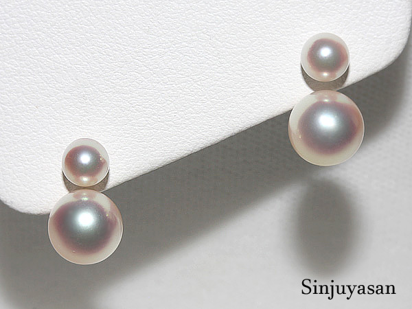 最高の色！【花珠】7.8/5.0mm アコヤ真珠 K14WGピアス 伊勢志摩