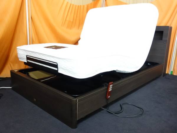 展示品 シモンズ 電動リクライニング セミダブルベッド 宮付