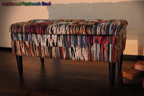 FC12E*アクリル毛糸パッチワークカラフルスツール1円outlet展示