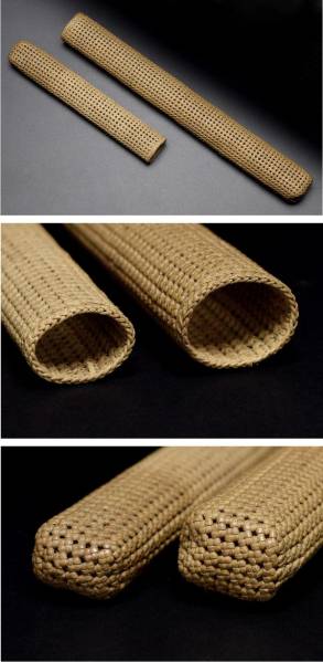 籐細密編煙管筒】 提物印籠根付緒締玉煙草入