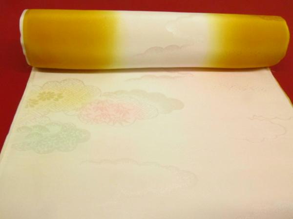 着物10 絹 本振用 長襦袢地 ぼかしに雲文様 反物 ☆☆☆