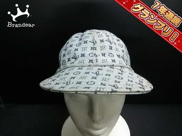 ルイヴィトン キャップ S ブルー モノグラムミニ コットン LOUIS