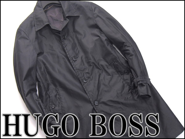 ヒューゴボス 春秋ステンカラーコート　サイズ50黒（美品）