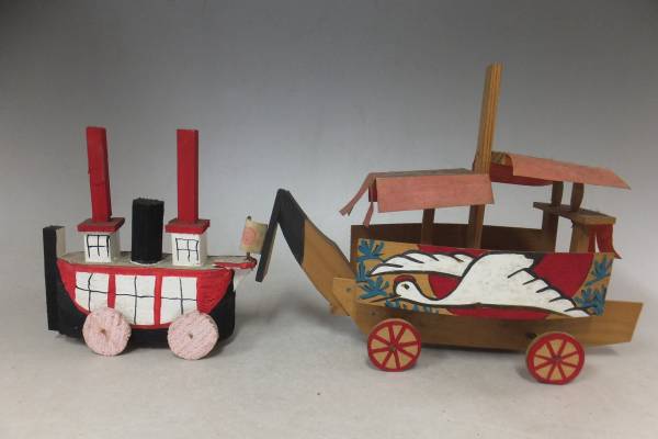 【郷土玩具53】田面船　蒸気船　2点　11～15ｃｍ